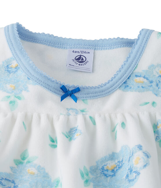 Camisón de terciopelo estampado con legging a juego blanco LAIT/azul BLEU/ MULTICO