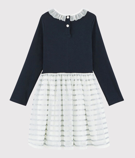 Vestido de manga larga para niña azul SMOKING/blanco MULTICO