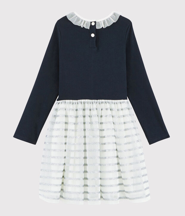 Vestido de manga larga para ni&ntilde;a azul/multicolor