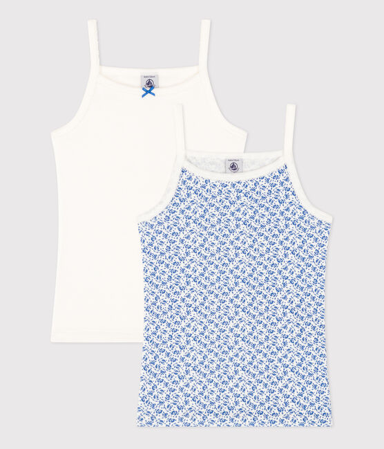 Juego de 2 camisetas de tirantes infantiles de algodón con flor variante 1