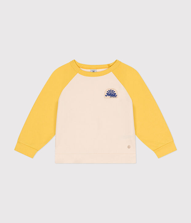 Sudadera infantil de felpa ligera crudo/amarillo