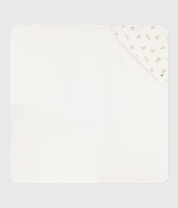 Capa de ba&ntilde;o de algod&oacute;n para beb&eacute; blanco/BRUN