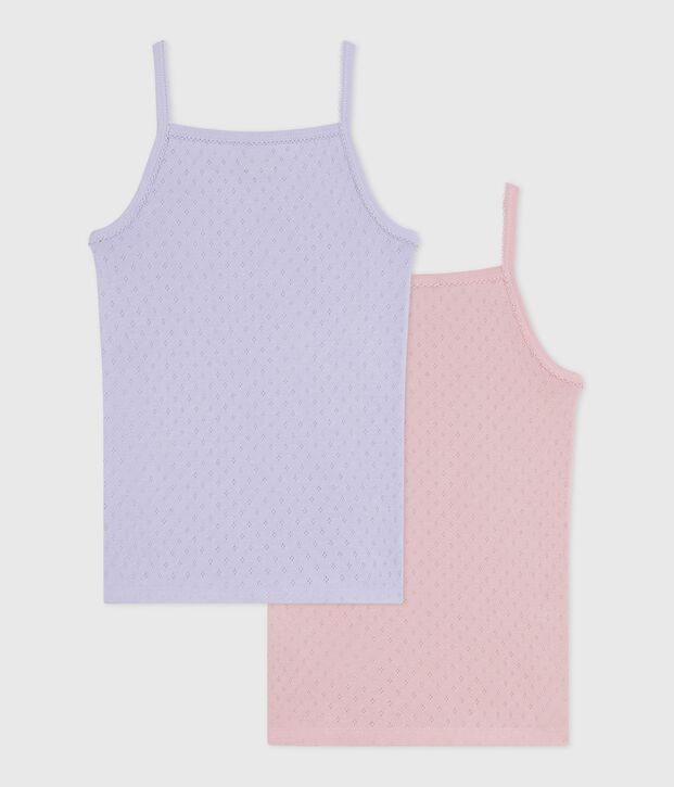 Juego de camisetas de tirantes infantiles de algod&oacute;n calado multicolor