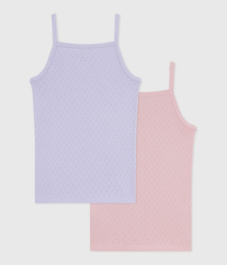 Juego de camisetas de tirantes infantiles de algod&oacute;n calado multicolor