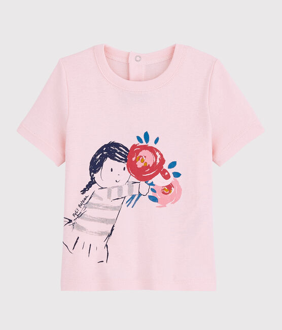 Camiseta de manga corta para bebé niña rosa MINOIS