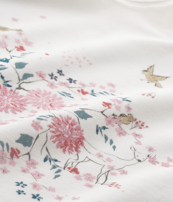 Pijama estampado de niña en terciopelo blanco LAIT/amarillo OR