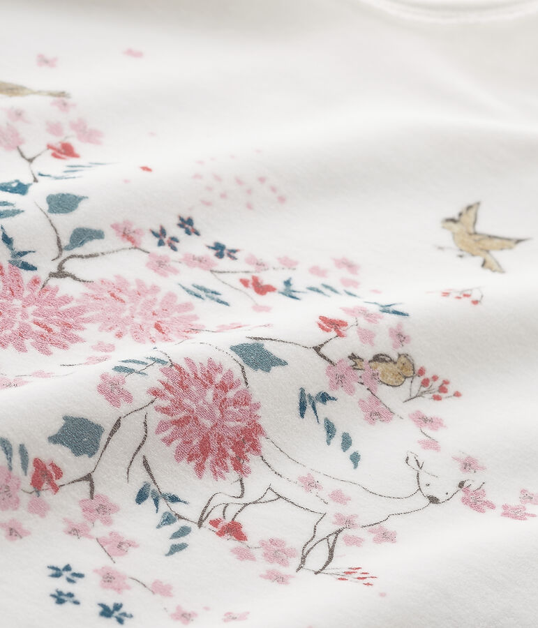 Pijama estampado de ni&ntilde;a en terciopelo blanco/amarillo