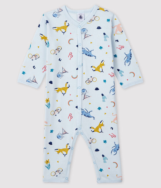 Pelele de punto acanalado azul con estampado de animales para bebé niño azul FRAICHEUR/blanco MULTICO