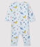 Pelele de punto acanalado azul con estampado de animales para bebé niño azul FRAICHEUR/blanco MULTICO