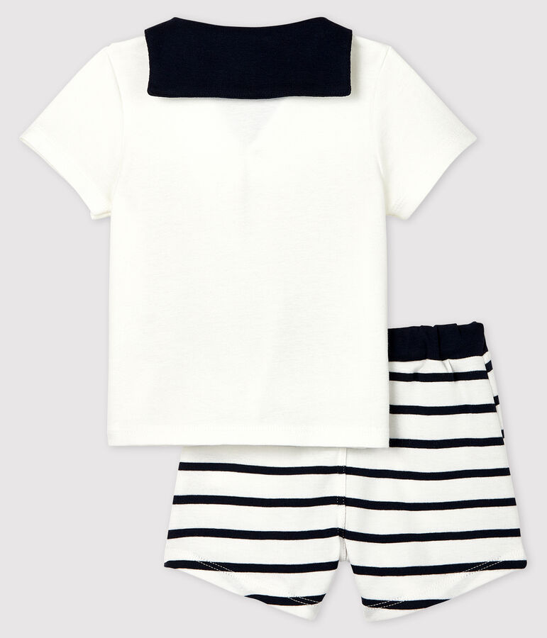 Conjunto de dos piezas para beb&eacute; ni&ntilde;o blanco/azul