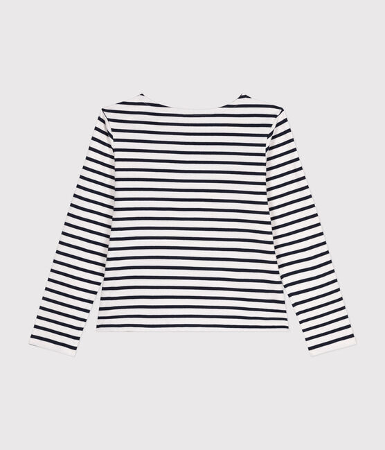 Marinera de algodón con botones para mujer blanco MARSHMALLOW/azul SMOKING