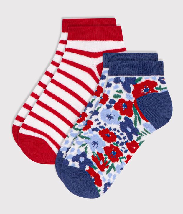 2 pares de calcetines de algod&oacute;n con estampado de flores para ni&ntilde;a multicolor
