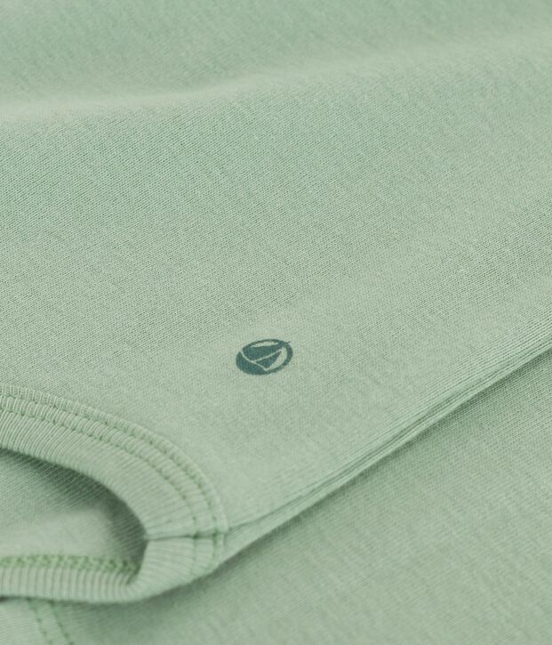 Body de algod&oacute;n liso con cuello vuelto para beb&eacute; verde