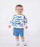 Sudadera de algodón con estampado de tiburón para bebé azul MARSHMALLOW/ PORCELANA