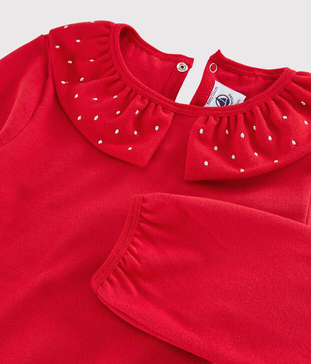 Camiseta de manga larga infantil para ni&ntilde;a rojo