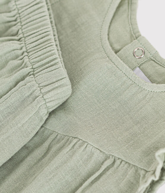 Conjunto de blusa y pantalón corto de gasa de algodón para bebé verde HERBIER