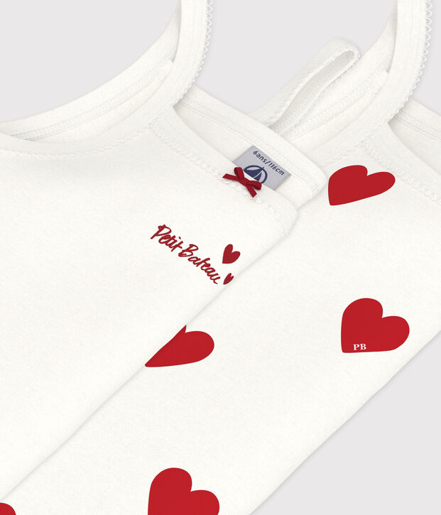 Lote de 2 camisetas de tirantes con corazones de algod&oacute;n de ni&ntilde;a multicolor