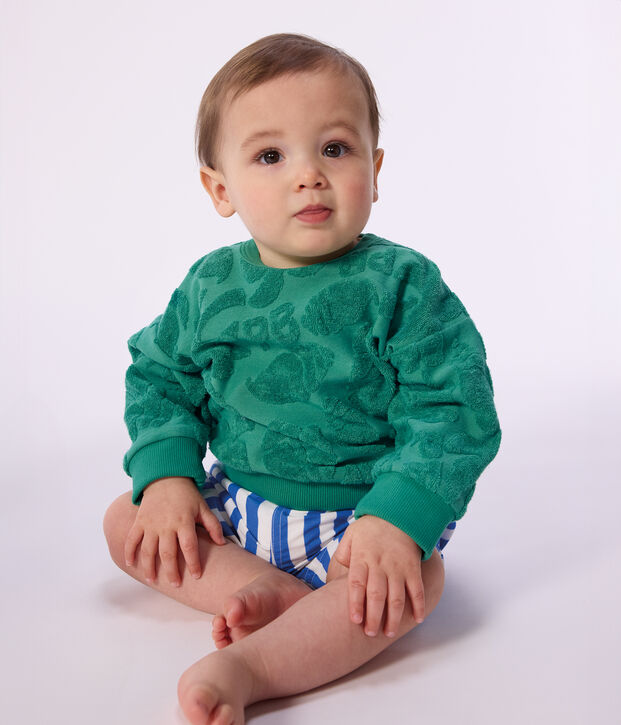 Sudadera de algod&oacute;n con capucha y estampado de palmeras para beb&eacute; verde