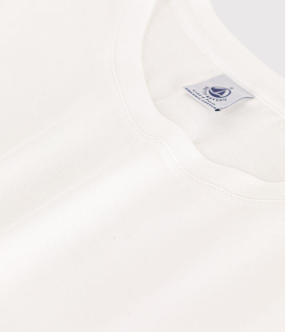 Camiseta LA RECTA de algodón con cuello redondo para mujer blanco ECUME