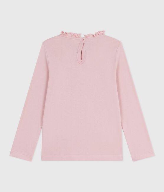 Camiseta infantil lisa de algodón de manga larga rosa JOLI