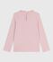 Camiseta infantil lisa de algodón de manga larga rosa JOLI