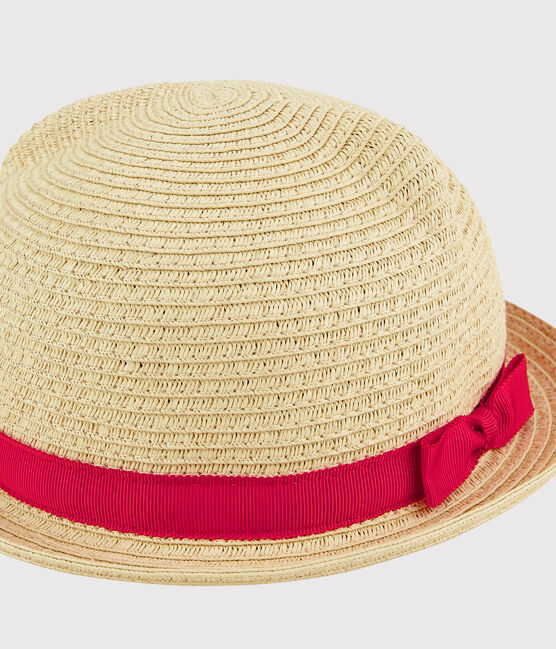 Sombrero de paja de niña rosa NATUREL