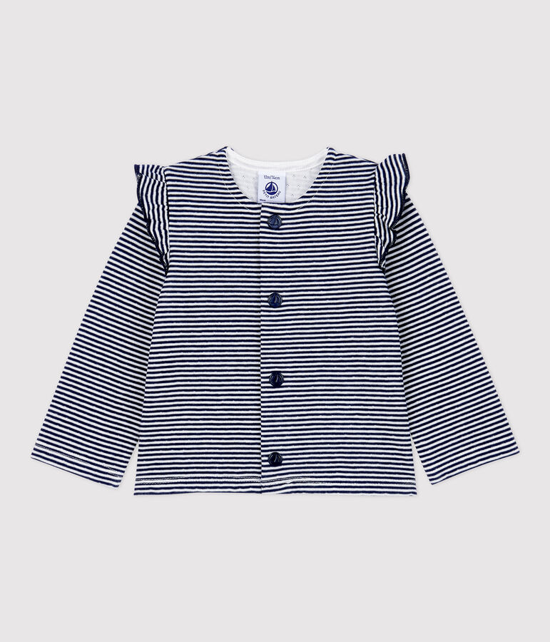 C&aacute;rdigan de algod&oacute;n de beb&eacute;. azul/blanco