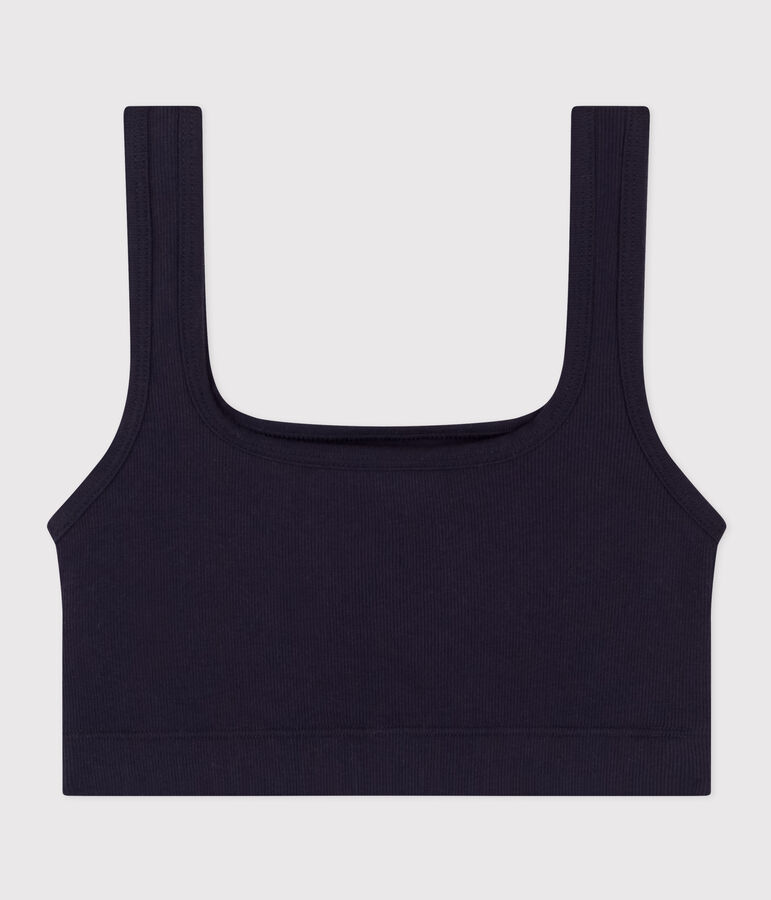 Sujetador liso de algod&oacute;n y elastano de mujer azul