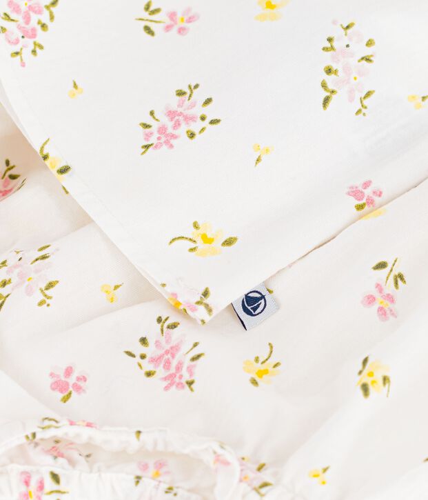 Conjunto de 2 piezas de algod&oacute;n con blusa y pololo estampados de flores para beb&eacute; blanco/multicolor