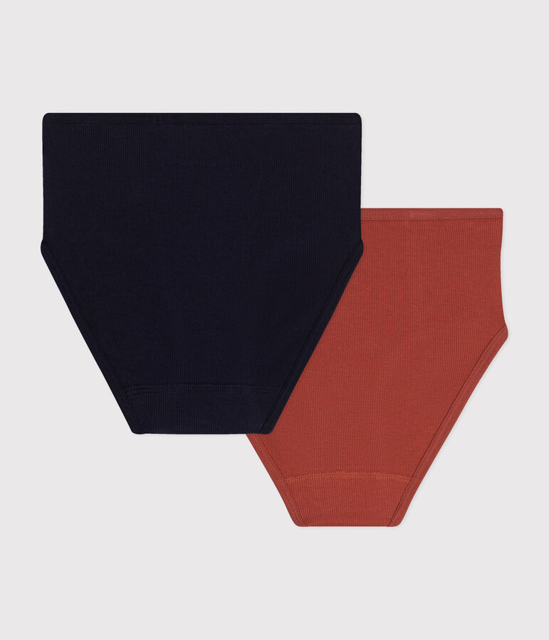 Juego de 2 braguitas lisas de algod&oacute;n y elastano para mujer multicolor