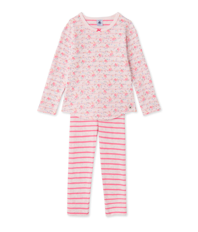 Pijama de t&uacute;bico reversible para ni&ntilde;a rosa/rosa/multicolor