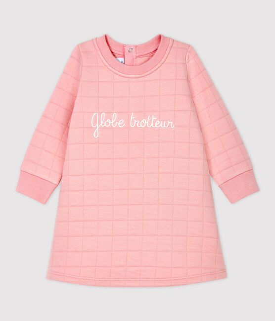 Vestido acolchado ecológico de bebé. rosa CHARME