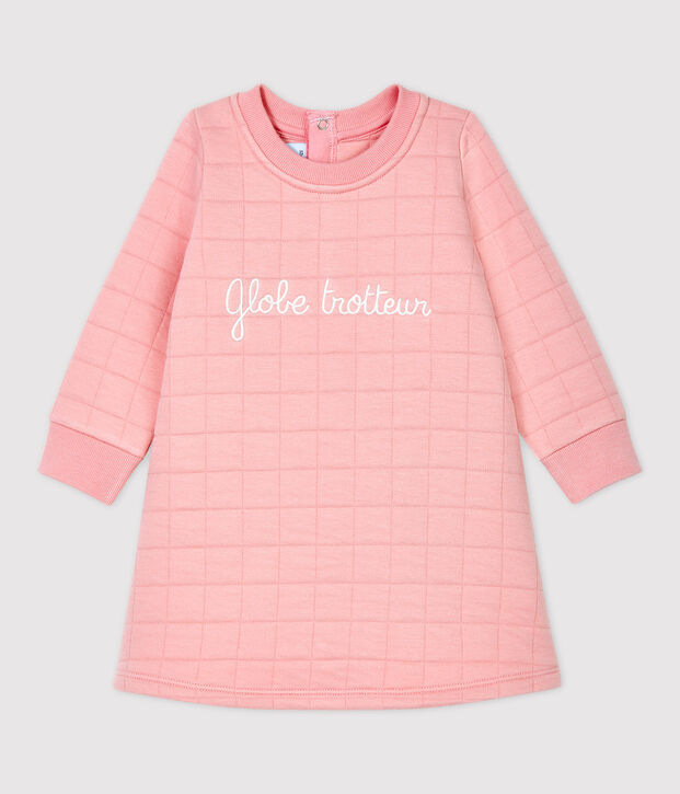Vestido acolchado ecol&oacute;gico de beb&eacute;. rosa