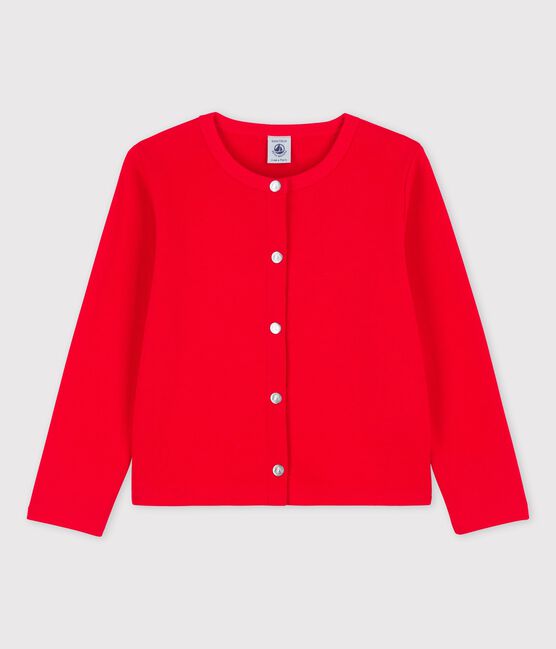 Cárdigan de algodón de niña rojo PEPS