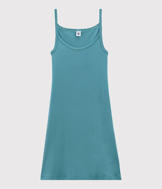 Vestido de tirantes emblemático de algodón de mujer azul MIROIR