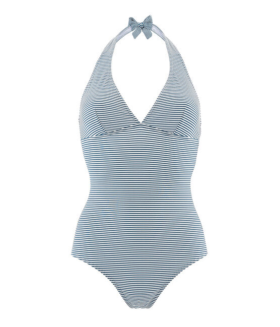 Traje de baño 1 pieza para mujer verde PINEDE/blanco MARSHMALLOW