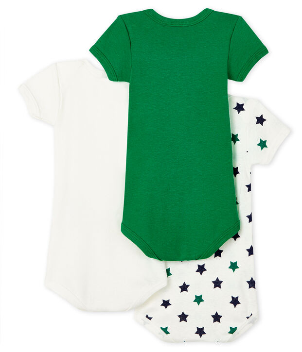 Tres bodis de manga corta de lino/algod&oacute;n para beb&eacute; de ni&ntilde;o multicolor