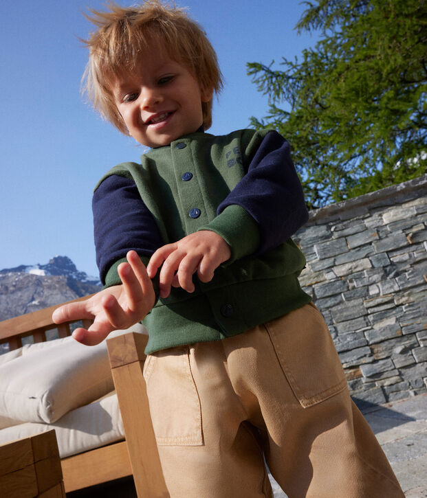 Chaqueta de b&eacute;isbol de mulet&oacute;n de beb&eacute; verde/azul