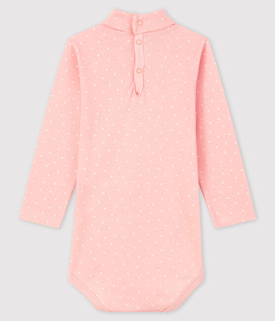 Bodi de manga larga de bebé con cuello vuelto rosa MINOIS/blanco MARSHMALLOW