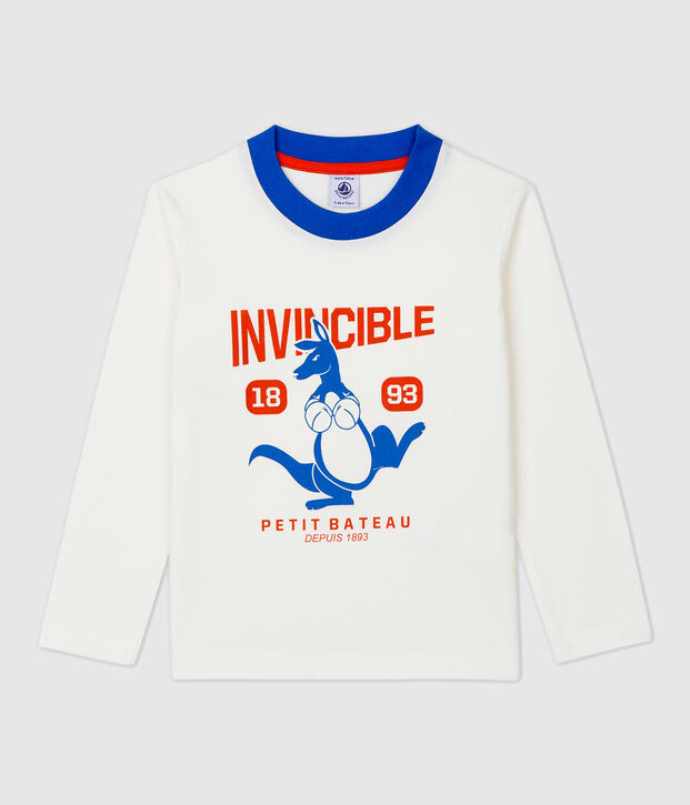 Camiseta de manga larga de algod&oacute;n de ni&ntilde;o blanco