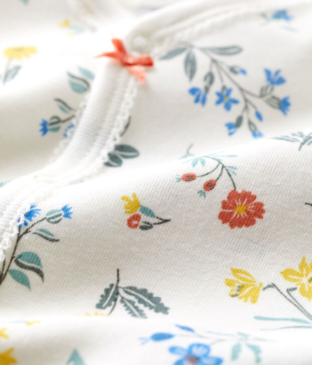 Pelele de beb&eacute; con estampado de flores de algod&oacute;n blanco/multicolor