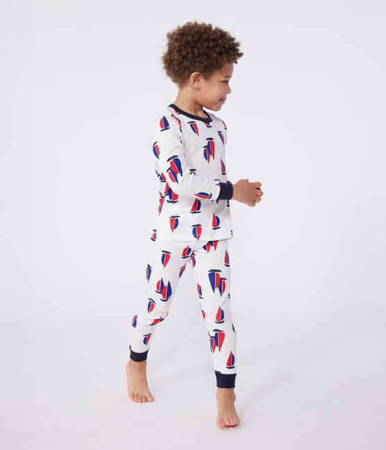 Pijama infantil de algodón con motivo de barcos  blanco MARSHMALLOW/blanco MULTICO