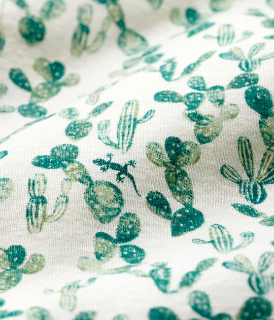 Mono corto de cactus de bebé de algodón/lino blanco MARSHMALLOW/blanco MULTICO