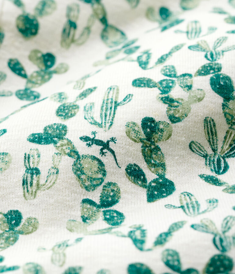 Mono corto de cactus de beb&eacute; de algod&oacute;n/lino blanco/multicolor