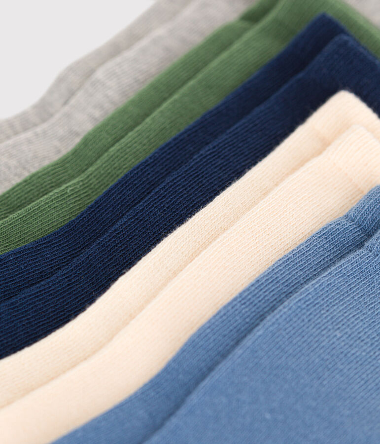 5 pares de calcetines infantiles de algod&oacute;n lisos multicolor