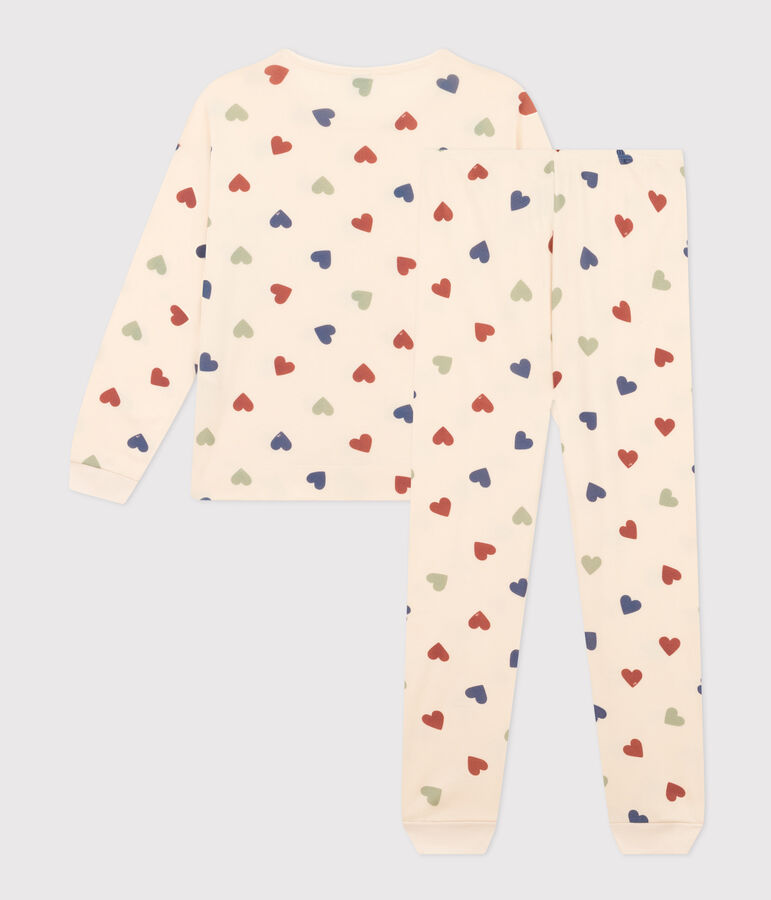 Pijama de algod&oacute;n con motivo de coraz&oacute;n para mujer crudo/multicolor