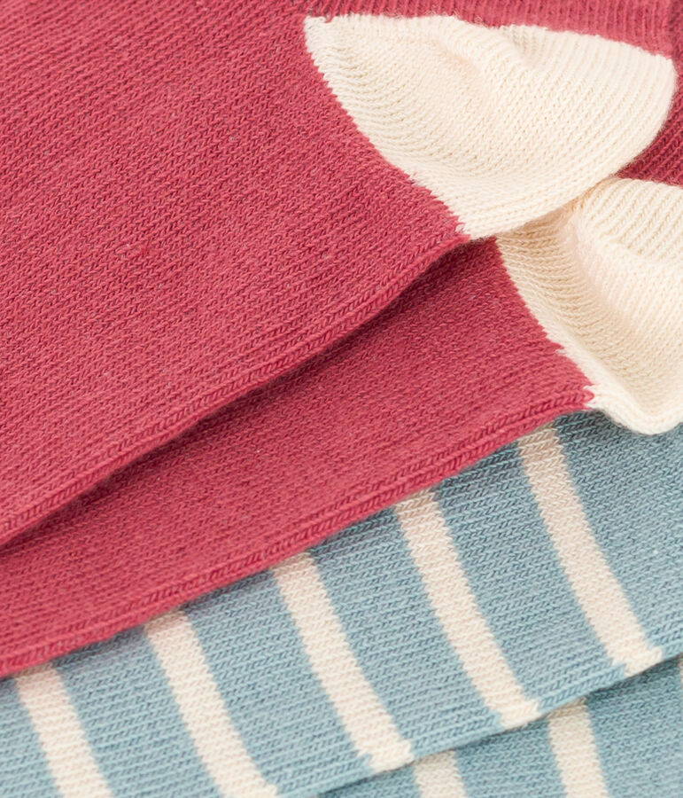 Juego de 2 pares de calcetines de punto de algod&oacute;n con rayas para ni&ntilde;os multicolor