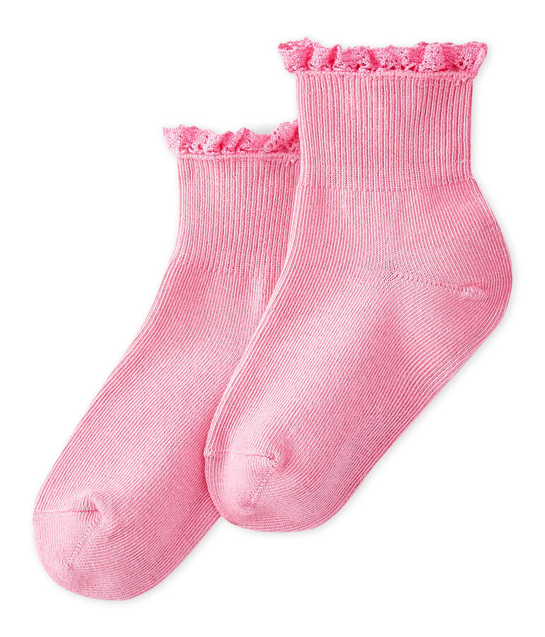 Calcetines de encaje para beb&eacute; ni&ntilde;a rosa PETAL