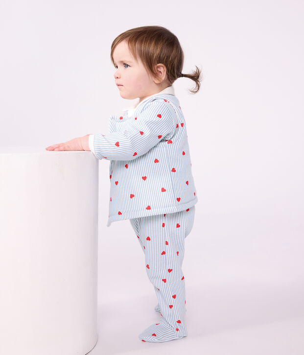 Chaleco reversible de algod&oacute;n con estampado de corazones para beb&eacute; blanco/multicolor
