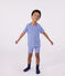 Pijama infantil corto de algodón a rayas azul PERSE/blanco MARSHMALLOW